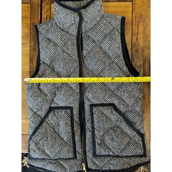 J.Crew Herringbone Quilted Puffer Vest Down Fill Zip Front Pockets XXS - Picture 7 of 9